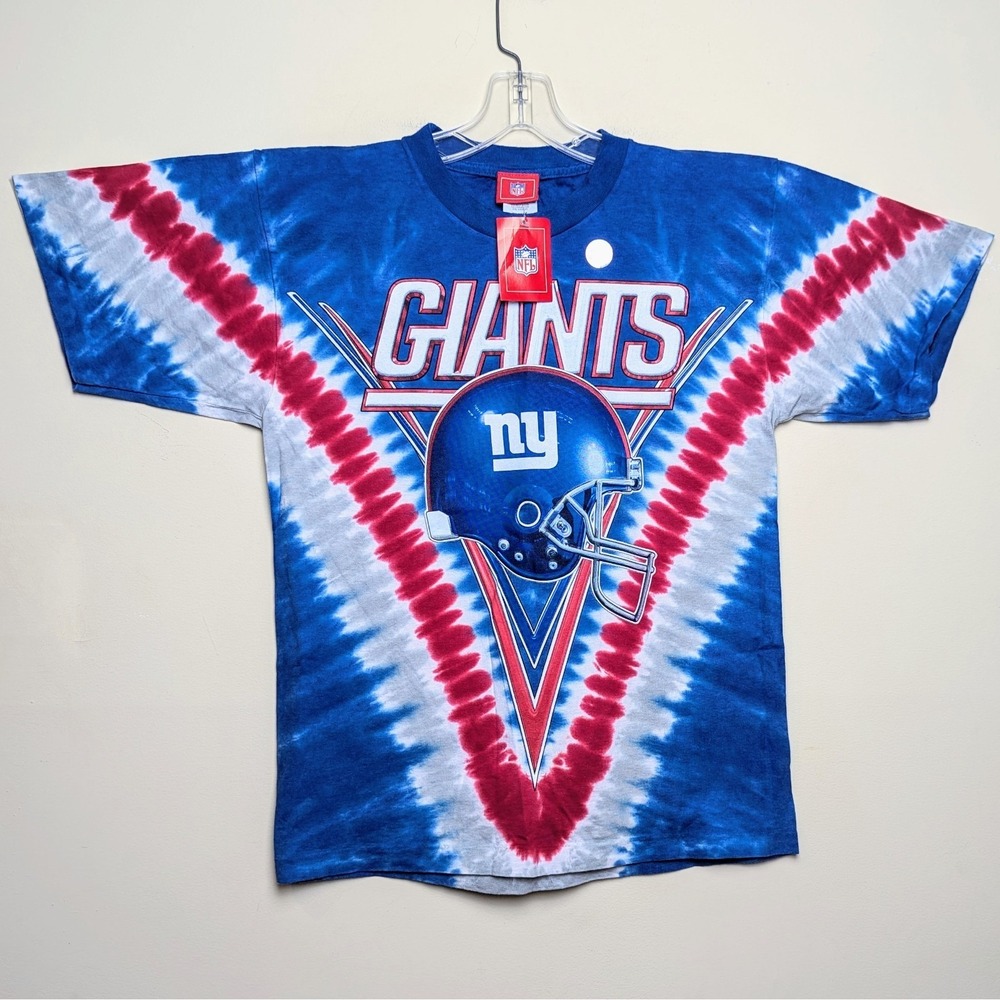 Vintage NEW YORK GIANTS NFL‎ Tie Dye Single Stitch Shirt Y2K Medium DS NWT